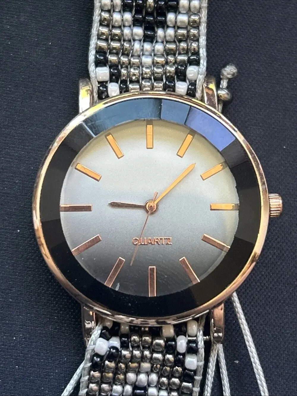 Rose Gold Tone Black And White Dial Women’s Quartz Watch